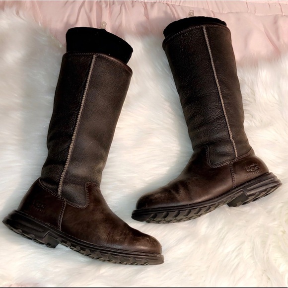 dark brown leather uggs